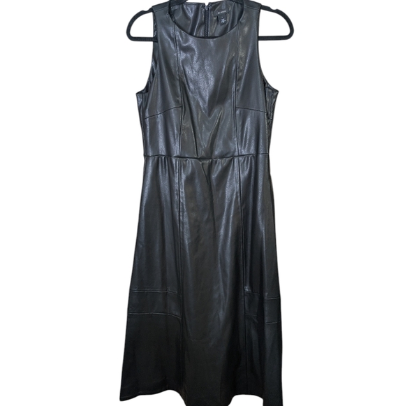 Halogen Black Faux Leather Midi Dress - Picture 4 of 9